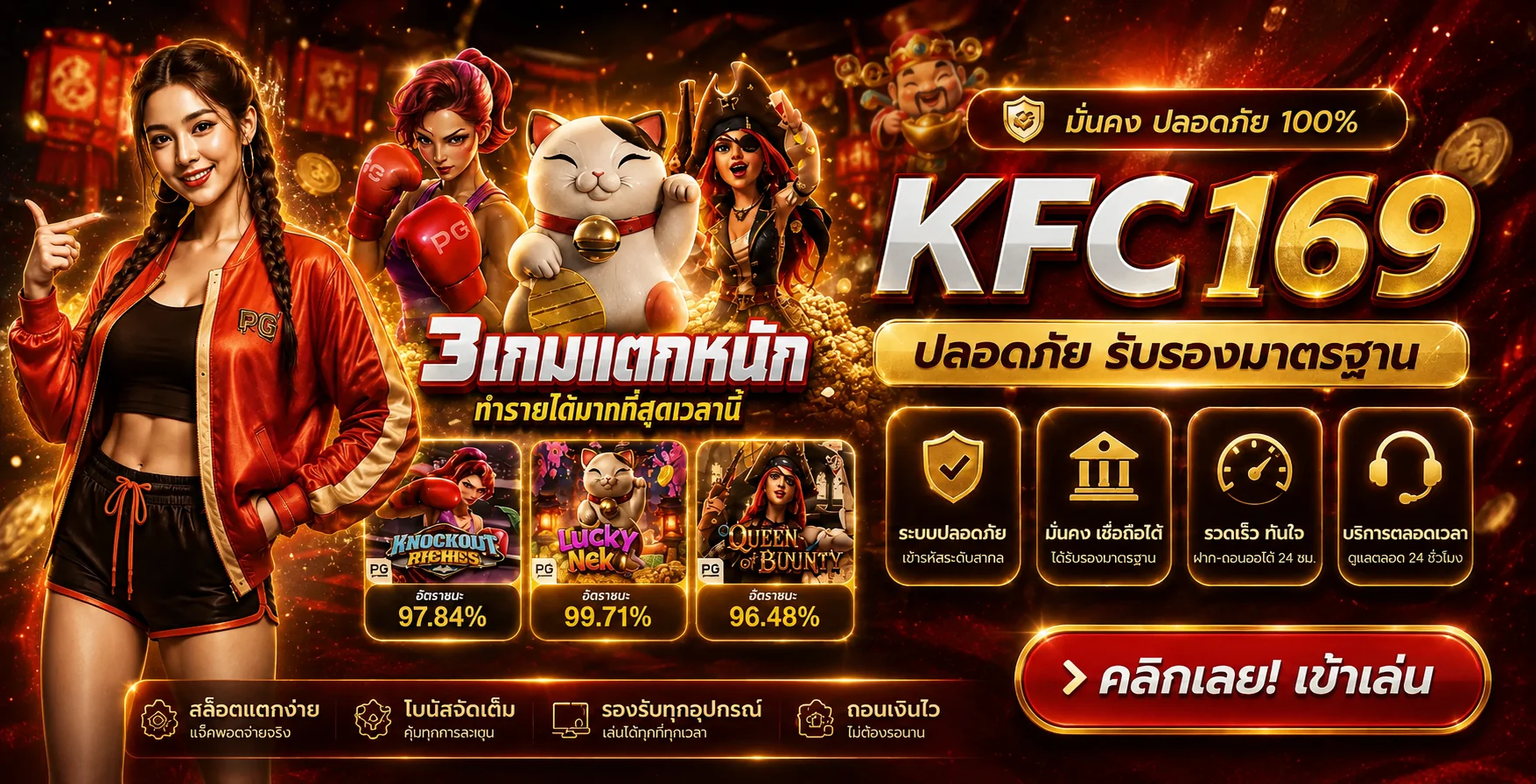 ทางเข้าเล่น KFC169 พร้อมเกมสล็อต PG ยอดนิยม